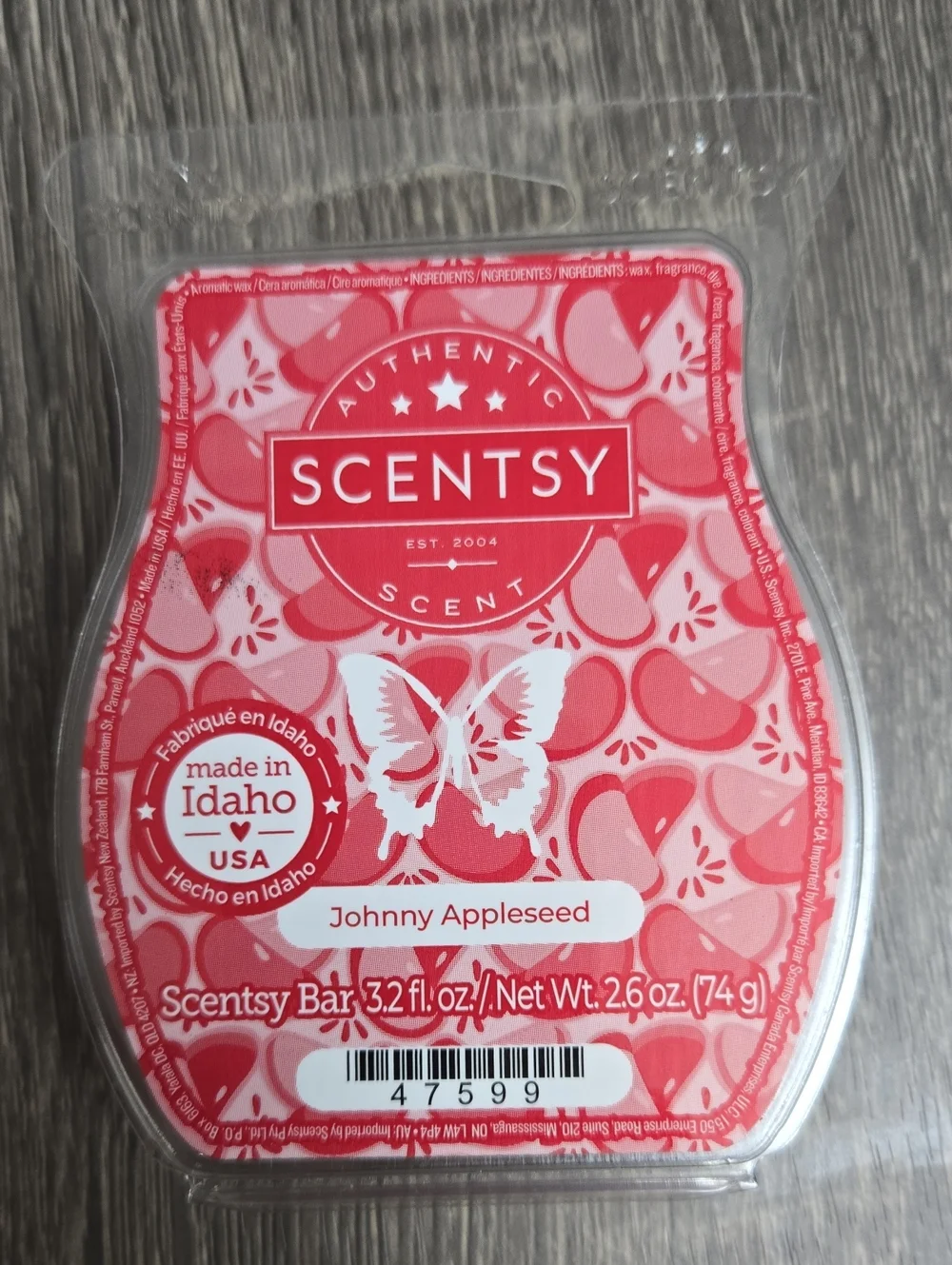 Scentsy Johnny Appleseed Red & Pink Wax Bar